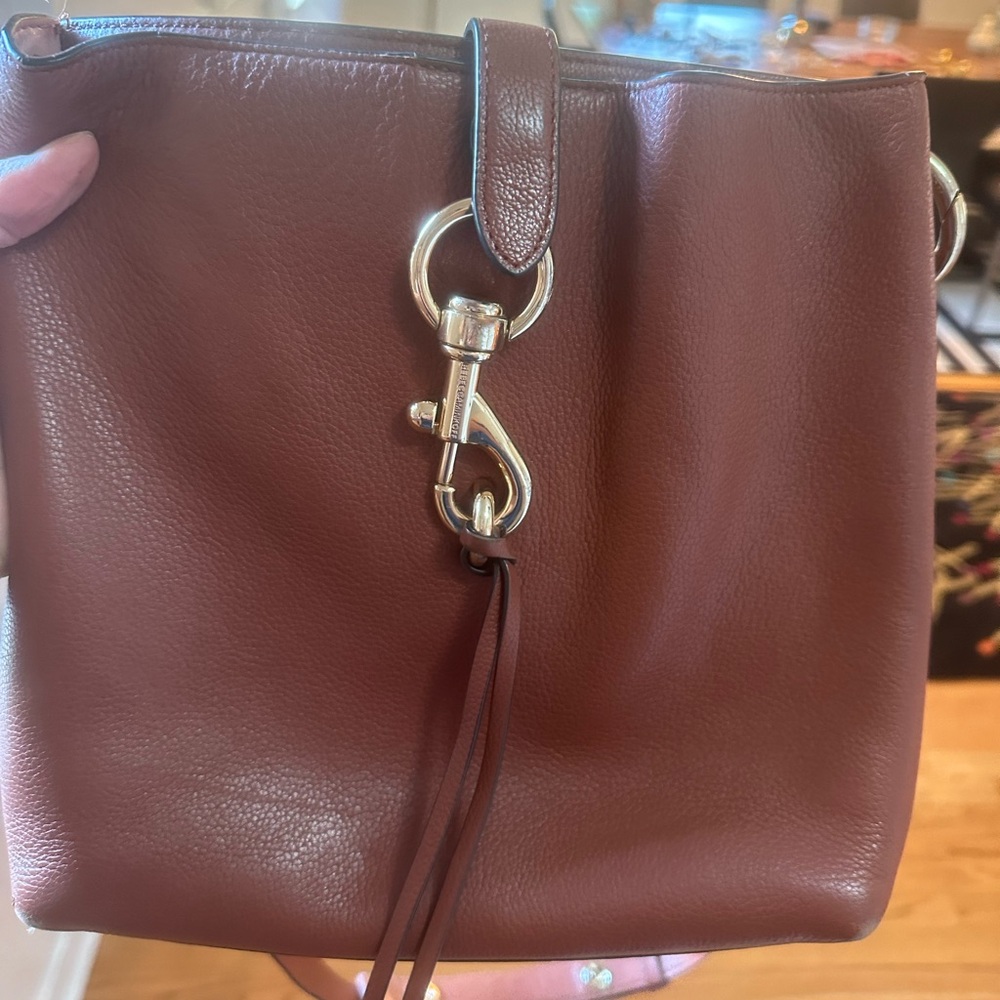 Rebecca Minkoff brown pebbled leather bucket bag